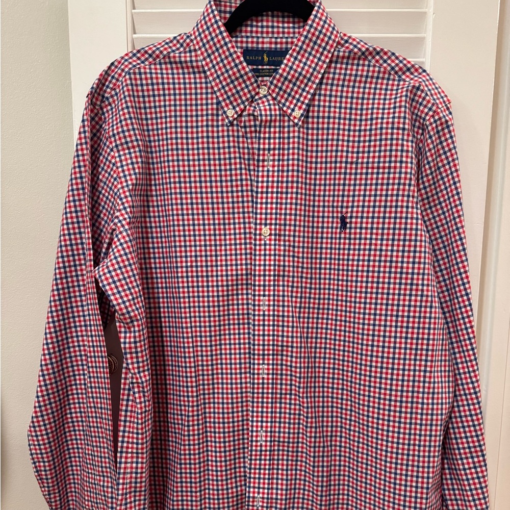 Ralph Lauren Red and Blue Checkered Men's Shirt